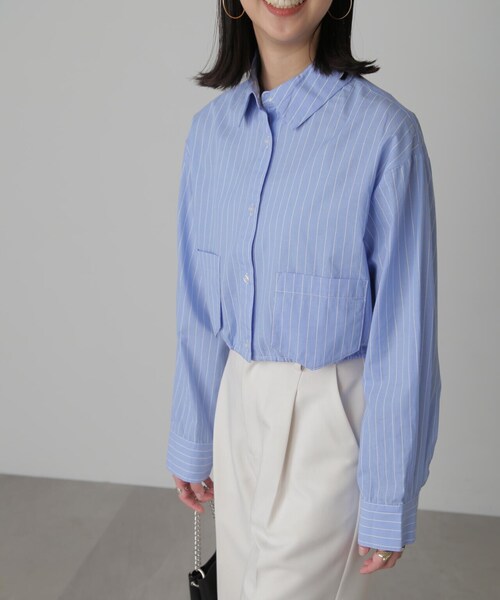 FREE'S MART(フリーズマート)の「◆裾ドロストショート丈シャツ(シャツ/ブラウス・レディース・ホワイト/ピンク/ブルー系その他・FREE)」の6枚目の写真