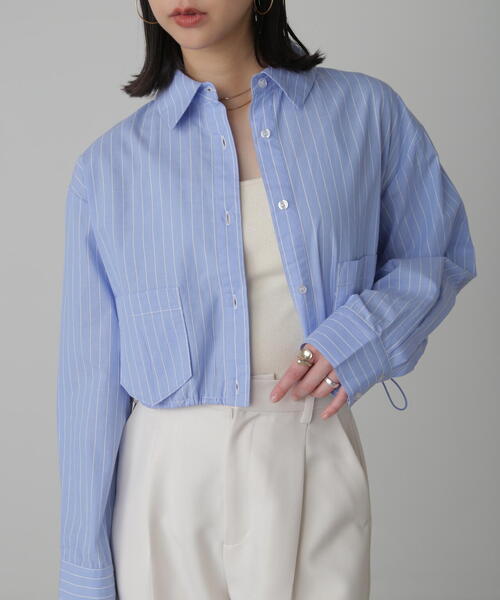 FREE'S MART(フリーズマート)の「◆裾ドロストショート丈シャツ(シャツ/ブラウス・レディース・ホワイト/ピンク/ブルー系その他・FREE)」の7枚目の写真