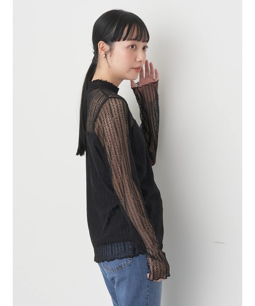 earth music&ecology(アースミュージックアンドエコロジー)の「レースドッキングプルオーバー(Tシャツ/カットソー・レディース・オフホワイト/ブラック/ライトグレー/ミント・S/M)」の8枚目の写真