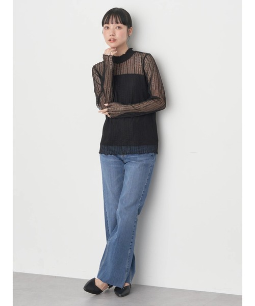 earth music&ecology(アースミュージックアンドエコロジー)の「レースドッキングプルオーバー(Tシャツ/カットソー・レディース・オフホワイト/ブラック/ライトグレー/ミント・S/M)」の10枚目の写真