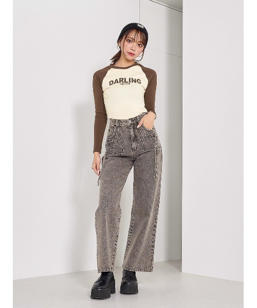 Darich（ダーリッチ）の「ラグランスリーブグラフィックロングTシャツ（Tシャツ/カットソー・レディース・ブラック/ブラウン・FREE）」の6枚目の写真