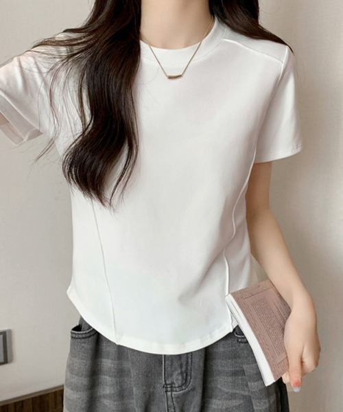 Miniministore(ミニミニストア)の「無地 Tシャツ クルーネック レディース(Tシャツ/カットソー・レディース・ブラック/ライトベージュ/ホワイト/ダークベージュ/ダークグレー・FREE)」の11枚目の写真