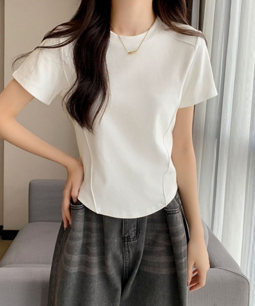 Miniministore(ミニミニストア)の「無地 Tシャツ クルーネック レディース(Tシャツ/カットソー・レディース・ブラック/ライトベージュ/ホワイト/ダークベージュ/ダークグレー・FREE)」の12枚目の写真