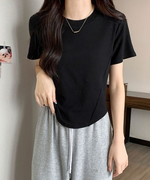Miniministore(ミニミニストア)の「無地 Tシャツ クルーネック レディース(Tシャツ/カットソー・レディース・ブラック/ライトベージュ/ホワイト/ダークベージュ/ダークグレー・FREE)」の14枚目の写真
