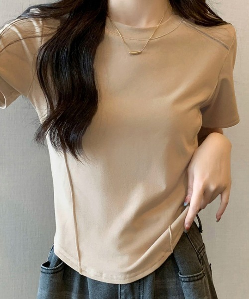Miniministore(ミニミニストア)の「無地 Tシャツ クルーネック レディース(Tシャツ/カットソー・レディース・ブラック/ライトベージュ/ホワイト/ダークベージュ/ダークグレー・FREE)」の17枚目の写真