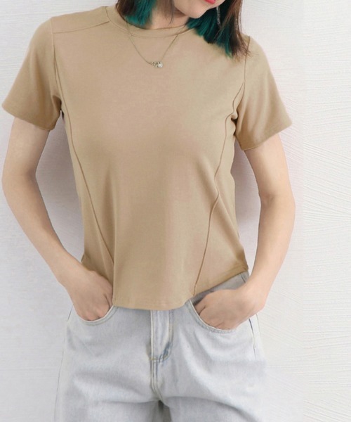 Miniministore(ミニミニストア)の「無地 Tシャツ クルーネック レディース(Tシャツ/カットソー・レディース・ブラック/ライトベージュ/ホワイト/ダークベージュ/ダークグレー・FREE)」の19枚目の写真