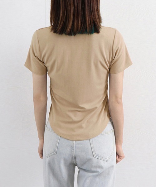 Miniministore(ミニミニストア)の「無地 Tシャツ クルーネック レディース(Tシャツ/カットソー・レディース・ブラック/ライトベージュ/ホワイト/ダークベージュ/ダークグレー・FREE)」の6枚目の写真