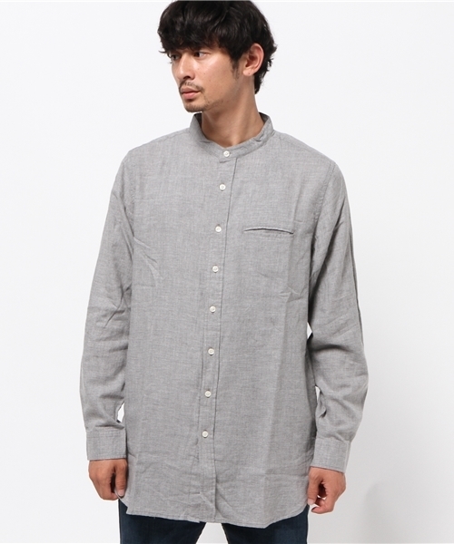 WEGO（ウィゴー）の「WEGO/ビエラバンドカラーロングシャツ（シャツ/ブラウス・メンズ・杢グレー/ブルー系その他/グレー系その他・MEDIUM/LARGE）」の11枚目の写真