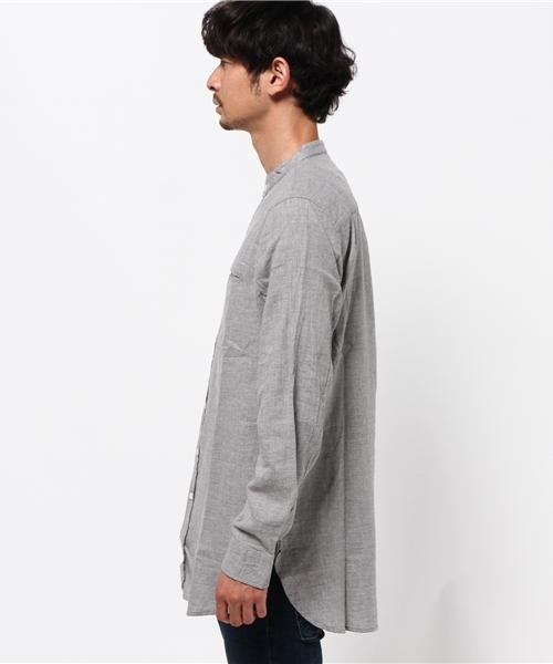 WEGO（ウィゴー）の「WEGO/ビエラバンドカラーロングシャツ（シャツ/ブラウス・メンズ・杢グレー/ブルー系その他/グレー系その他・MEDIUM/LARGE）」の12枚目の写真