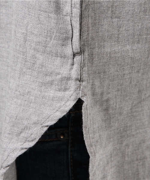 WEGO（ウィゴー）の「WEGO/ビエラバンドカラーロングシャツ（シャツ/ブラウス・メンズ・杢グレー/ブルー系その他/グレー系その他・MEDIUM/LARGE）」の18枚目の写真