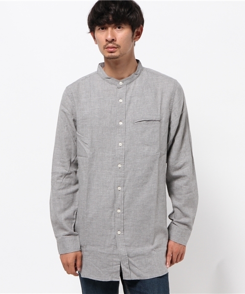 WEGO（ウィゴー）の「WEGO/ビエラバンドカラーロングシャツ（シャツ/ブラウス・メンズ・杢グレー/ブルー系その他/グレー系その他・MEDIUM/LARGE）」の5枚目の写真