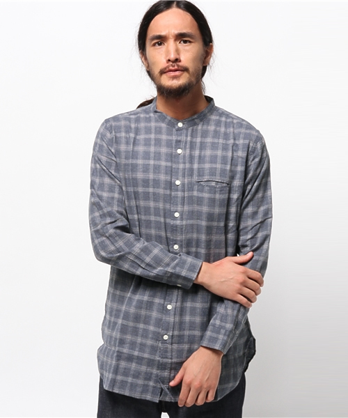 WEGO（ウィゴー）の「WEGO/ビエラバンドカラーロングシャツ（シャツ/ブラウス・メンズ・杢グレー/ブルー系その他/グレー系その他・MEDIUM/LARGE）」の6枚目の写真