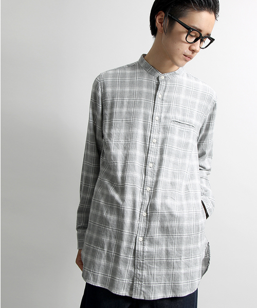 WEGO（ウィゴー）の「WEGO/ビエラバンドカラーロングシャツ（シャツ/ブラウス・メンズ・杢グレー/ブルー系その他/グレー系その他・MEDIUM/LARGE）」の7枚目の写真