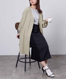 Chez toi | 袖口リブ着流しコート(ノーカラージャケット)