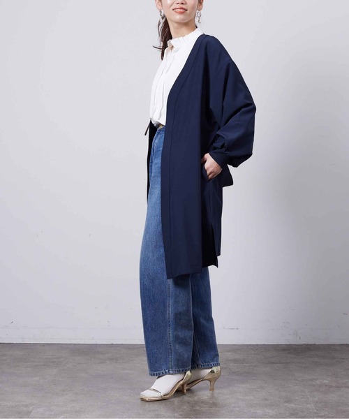 Chez toi（シェトワ）の「袖口リブ着流しコート（ノーカラージャケット・レディース・ネイビー/グレイッシュベージュ/カーキ・FREE）」の4枚目の写真