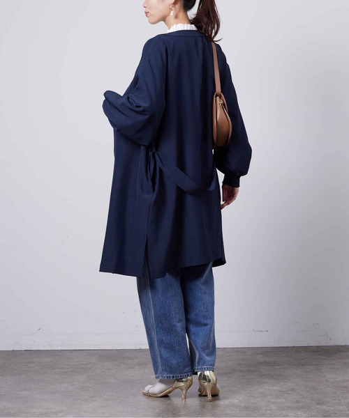 Chez toi（シェトワ）の「袖口リブ着流しコート（ノーカラージャケット・レディース・ネイビー/グレイッシュベージュ/カーキ・FREE）」の5枚目の写真
