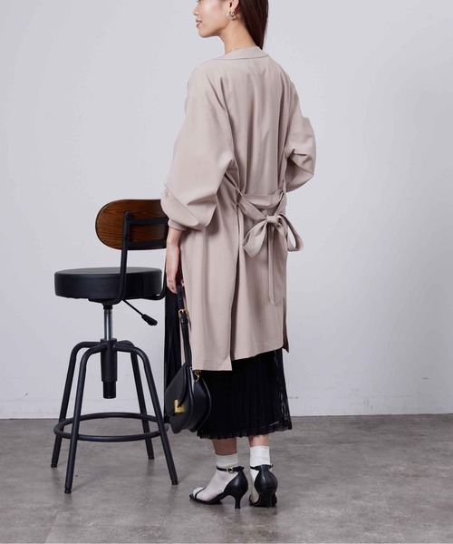 Chez toi（シェトワ）の「袖口リブ着流しコート（ノーカラージャケット・レディース・ネイビー/グレイッシュベージュ/カーキ・FREE）」の19枚目の写真