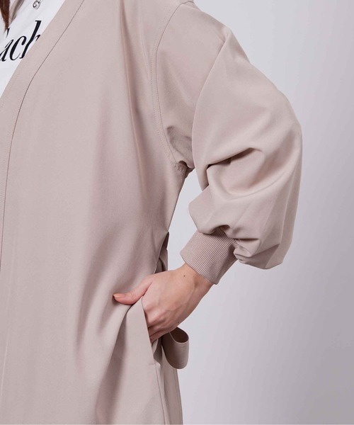 Chez toi（シェトワ）の「袖口リブ着流しコート（ノーカラージャケット・レディース・ネイビー/グレイッシュベージュ/カーキ・FREE）」の13枚目の写真