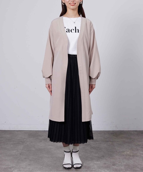 Chez toi（シェトワ）の「袖口リブ着流しコート（ノーカラージャケット・レディース・ネイビー/グレイッシュベージュ/カーキ・FREE）」の21枚目の写真