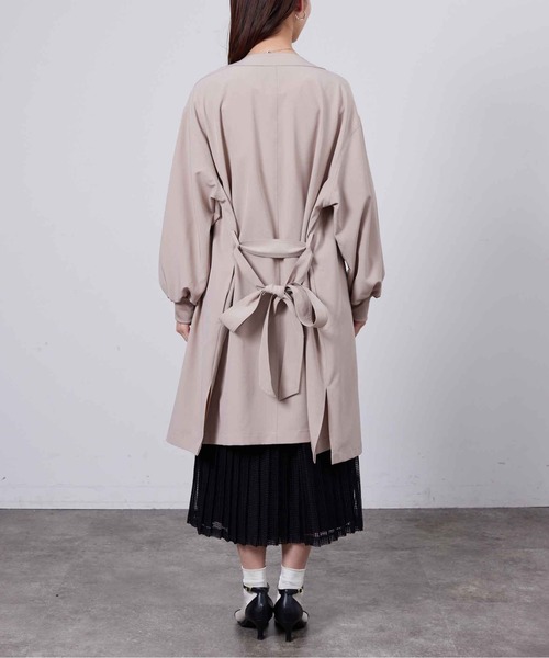 Chez toi（シェトワ）の「袖口リブ着流しコート（ノーカラージャケット・レディース・ネイビー/グレイッシュベージュ/カーキ・FREE）」の22枚目の写真