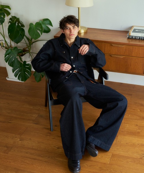 Camphor wood（カンファーウッド）の「knee tuck wide baggy denim pants / ニータックワイドバギーデニム（デニムパンツ・メンズ・ブラック/インディゴブルー・SMALL/MEDIUM/LARGE）」の14枚目の写真