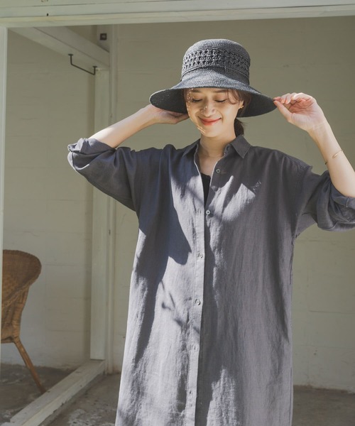 美品♪ アーバンリサーチ リネン100%ロングシャツワンピース くすみミント 3852891_base.jpg