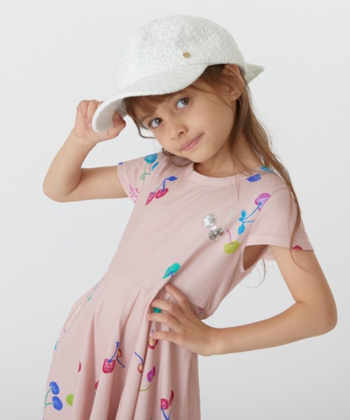 HAKKA KIDS（ハッカキッズ）の「花柄レースキャップ（キャップ・キッズ・サックスブルー/ホワイト/ピンク・M/L）」の2枚目の写真