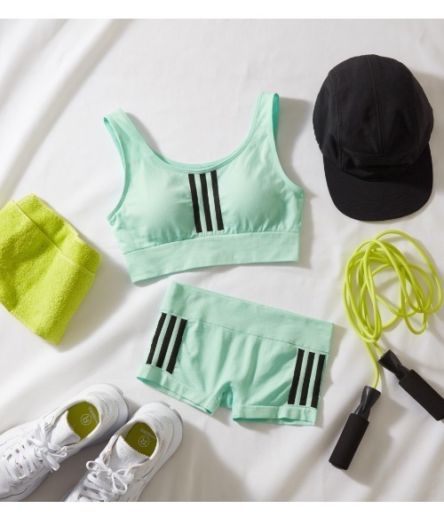 adidas（アディダス）の「adidas/アディダス スポーツブラ スリーストライプロゴ 吸汗速乾（スポーツブラ・レディース・ミント/ブラック/ライラック・MEDIUM/LARGE/X-LARGE）」の18枚目の写真