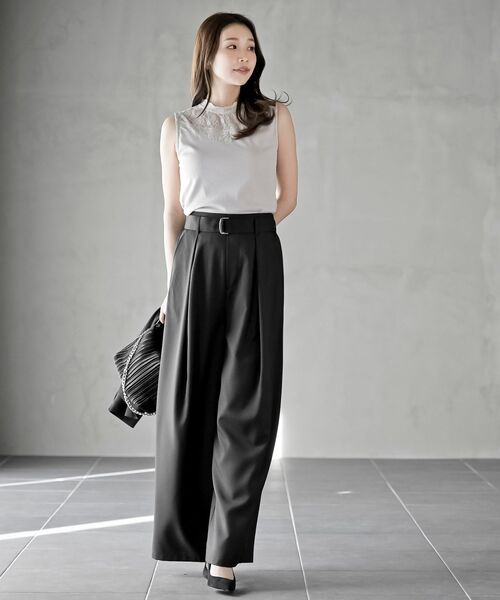 rps（アールピーエス）の「レース切替ハイネックタンクトップ（タンクトップ・レディース・オフホワイト/アイボリー/ブラック/グレイッシュベージュ・M/L）」の14枚目の写真