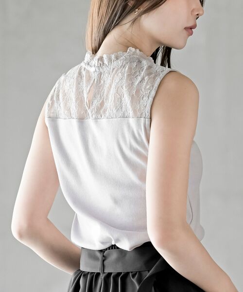 rps（アールピーエス）の「レース切替ハイネックタンクトップ（タンクトップ・レディース・オフホワイト/アイボリー/ブラック/グレイッシュベージュ・M/L）」の19枚目の写真