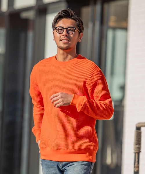 JEMORGAN(ジェーイーモーガン)の「『JEMORGAN LONG JOHNS/ジェーイーモーガンロングジョーンズ』ビッグワッフルクルー長袖Tシャツ【+】(Tシャツ/カットソー・メンズ・ミント/ネイビー/チャコール/サックスブルー/スモークピンク/杢グレー/オフホワイト/ブルー/カーキ/ブラック/ベージュ/ブラック×グレー/オートミール/ブラウン系/ホワイト×ネイビー/ブルーグリーン/ダークオレンジ/パープル/オレンジ/グリーン/ブラウン・L/M/XL)」の20枚目の写真