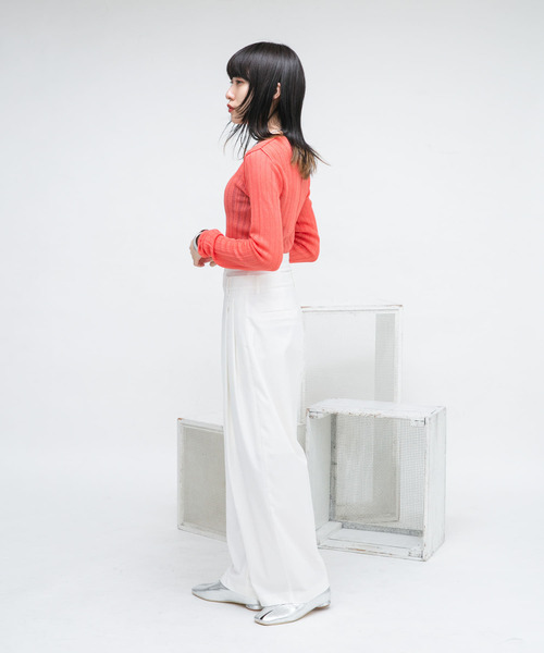 KBF(ケイビーエフ)の「ランダムRIBシアーニット(ニット/セーター・レディース・ブルー系その他/オレンジ系その他/アイボリー・ONE)」の6枚目の写真