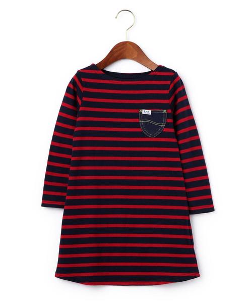 green label relaxing（グリーンレーベルリラクシング）の「■■■【KIDS】 LEE ボーダーワンピース（ワンピース・キッズ・レッド/ネイビー・110cm/120cm/100cm/130cm）」の2枚目の写真