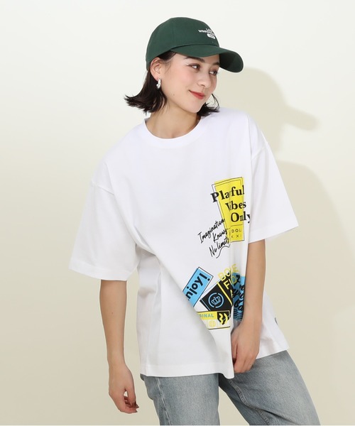 BABYDOLL(ベビードール)の「ステッカー Tシャツ 9257A(Tシャツ/カットソー・レディース・ピンク/ホワイト・L/M)」の1枚目の写真