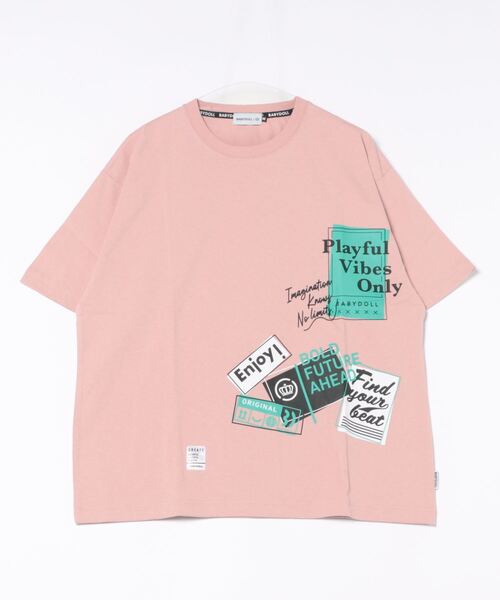 BABYDOLL(ベビードール)の「ステッカー Tシャツ 9257A(Tシャツ/カットソー・レディース・ピンク/ホワイト・L/M)」の7枚目の写真