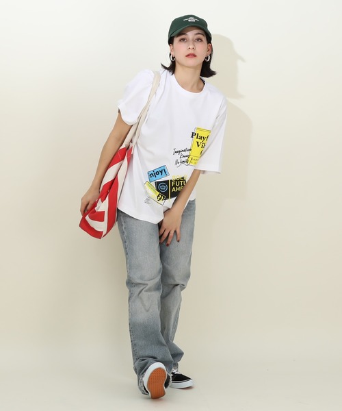 BABYDOLL(ベビードール)の「ステッカー Tシャツ 9257A(Tシャツ/カットソー・レディース・ピンク/ホワイト・L/M)」の11枚目の写真