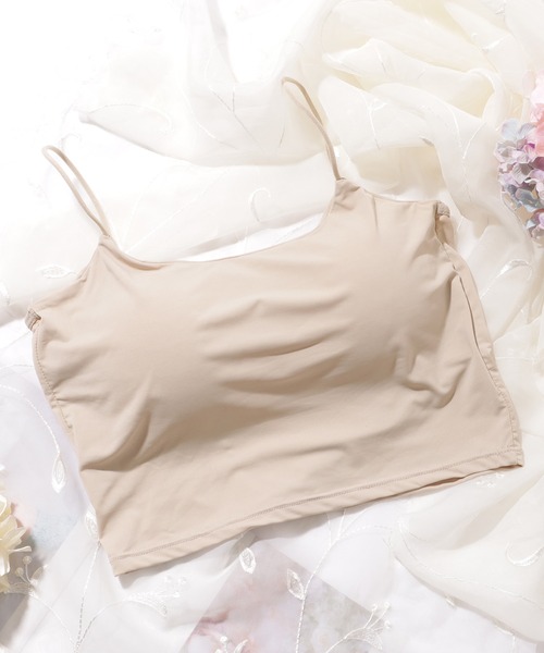 Lace Ladies（レースレディース）の「ソリッドカラー バッククロス カップイン クロップド キャミソール（キャミソール・レディース・ブラック/ホワイト/ブラウン/ベージュ・FREE）」の4枚目の写真