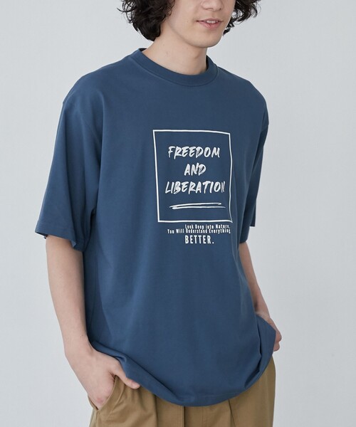 coen(コーエン)の「【WELLTECT】boxロゴプリントTシャツ(WEB限定カラー)(Tシャツ/カットソー・メンズ・ホワイト/ライトグレー/ロイヤルブルー・S/XL/L/M)」の3枚目の写真