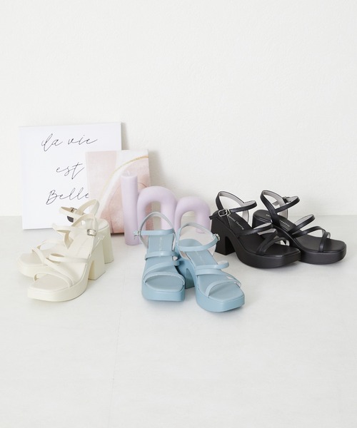 ORiental TRaffic（オリエンタルトラフィック）の「ナローストラップ厚底サンダル/41212（サンダル・レディース・ブラック/ホワイト/ブルー・M/LL/L/SS/S/3L）」の6枚目の写真