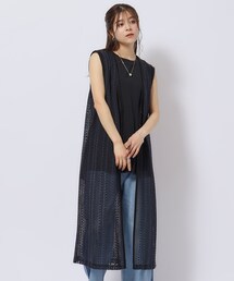 Cutie Blonde | バイカラーレース ロングジレ(ベスト)