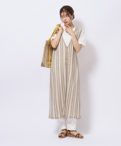 Cutie Blonde（キューティーブロンド）の「◆羽織るだけでこなれる バイカラーレース ロングジレ（ベスト・レディース・ネイビー系2/キャメル/ブラック系2・00）」の11枚目の写真