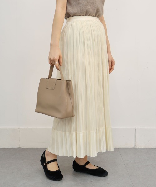 CEMONEMO（セモネモ）の「チュール サテン プリーツ スカート（スカート・レディース・アイボリー/ブラック・FREE）」の2枚目の写真