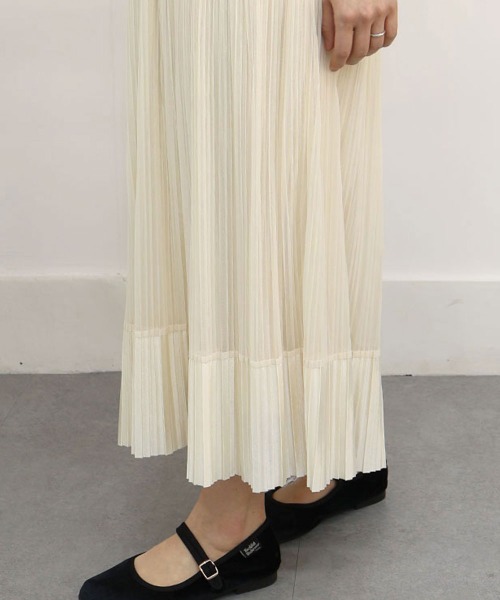 CEMONEMO（セモネモ）の「チュール サテン プリーツ スカート（スカート・レディース・アイボリー/ブラック・FREE）」の8枚目の写真