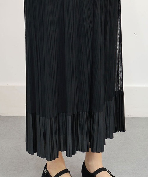 CEMONEMO（セモネモ）の「チュール サテン プリーツ スカート（スカート・レディース・アイボリー/ブラック・FREE）」の3枚目の写真