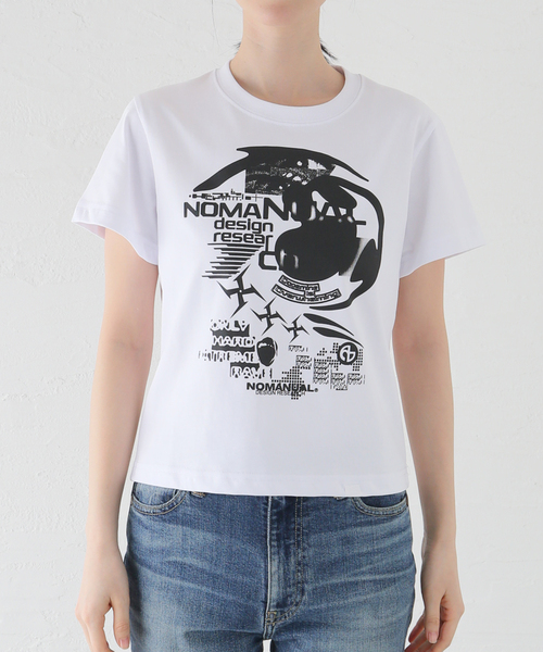 NOMANUAL(NOMANUAL)の「NOMANUAL RAVE T-SHIRT NM52TS0 8M1(Tシャツ/カットソー・レディース・ブラック/ホワイト・SMALL)」の2枚目の写真