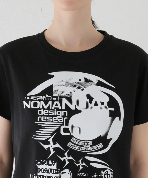 NOMANUAL(NOMANUAL)の「NOMANUAL RAVE T-SHIRT NM52TS0 8M1(Tシャツ/カットソー・レディース・ブラック/ホワイト・SMALL)」の7枚目の写真