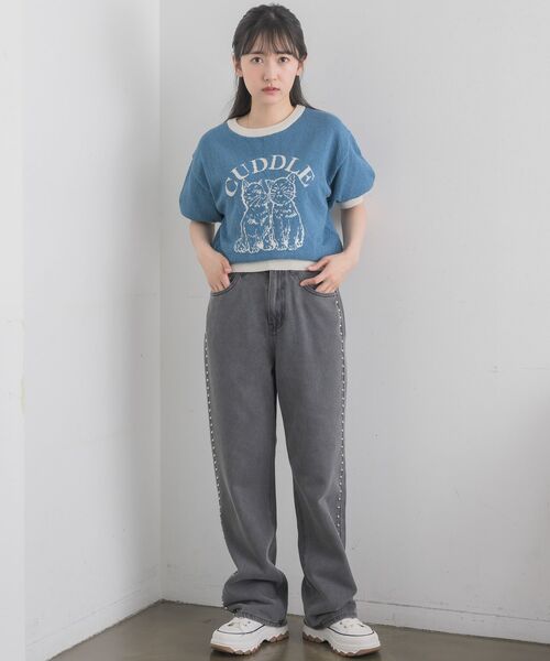 RETRO GIRL(レトロガール)の「スタッズデニムPT(デニムパンツ・レディース・ブルー/ブラック・FREE)」の7枚目の写真