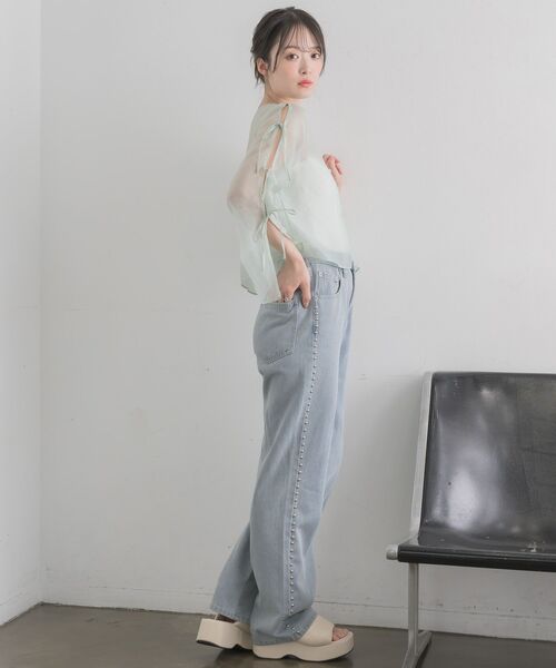 RETRO GIRL(レトロガール)の「スタッズデニムPT(デニムパンツ・レディース・ブルー/ブラック・FREE)」の13枚目の写真