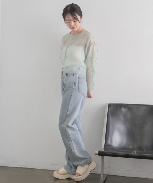 RETRO GIRL(レトロガール)の「スタッズデニムPT(デニムパンツ・レディース・ブルー/ブラック・FREE)」の14枚目の写真