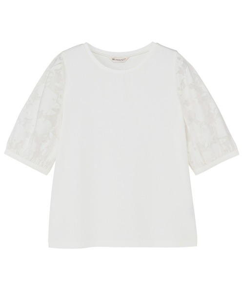 TOKYO SHIRTS(トウキョウシャツ)の「接触冷感 袖シアーT半袖ブラウス(シャツ/ブラウス・レディース・モカ/オフホワイト/ブラック・L/LL/M)」の1枚目の写真